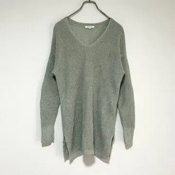 n0868 [ 플라스테 ] 린넨 100% 굵게 짠 니트 스웨터 모스그린