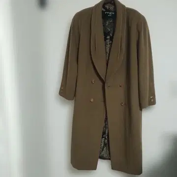 레나운 브라운 더블 브레스트 롱 코트 roga