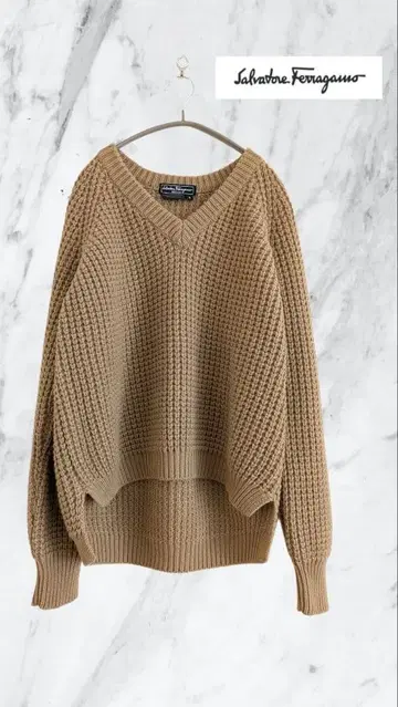 새상품급 Salvatore Ferragamo 캐시미어 100% 와플 니트