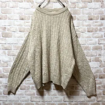 캐나다제 R&R 베이지 니트 스웨터 XL 상당 아크릴 100%