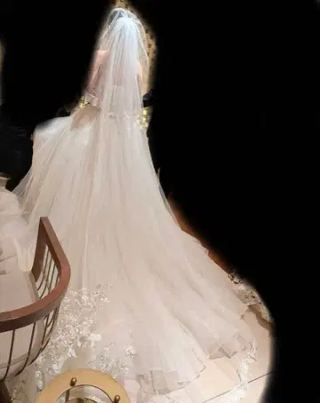 화이트 웨딩 롱 베일 약 3m