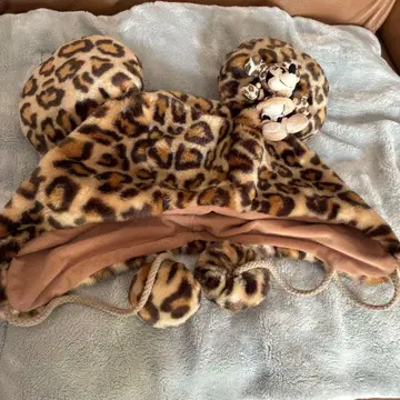 미니 마우스 레오파드 무늬 후드 부착 모자