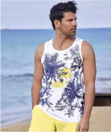 팜 프린트 남성용 탱크 빅 사이즈