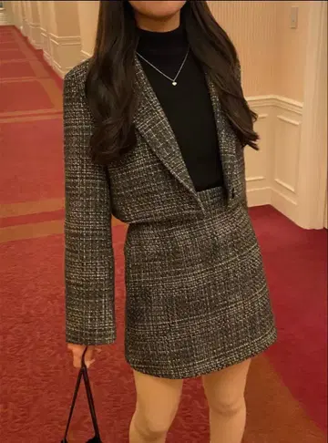 GRL 트위드 숏 기장 자켓 x 미니 스커트 셋업[tu1425]