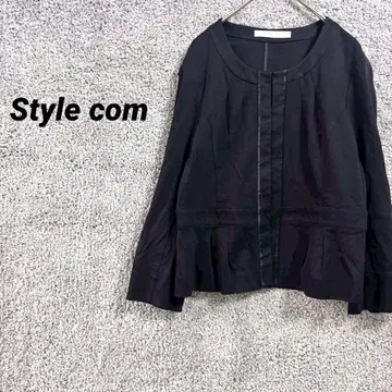 3398 스타일 긴팔 노카라 자켓 페플럼 블랙 M