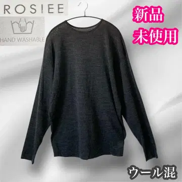 로지 미사용 새상품 울 혼방 티셔츠 니트 차콜 그레이 얇은 소재