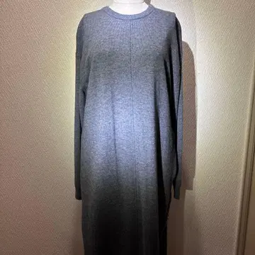 그레이 롱 니트 원피스 스트라이프 포함