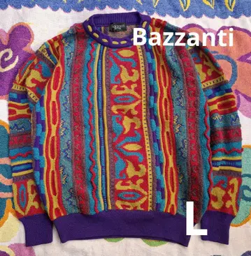 쇼와 레트로 Bazzanti 멀티 컬러 입체 3D 니트 스웨터