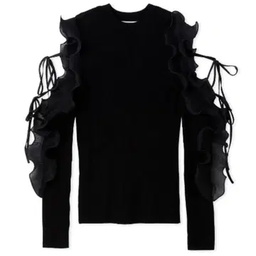 SNIDEL 프릴 슬리브 니트 풀오버 블랙