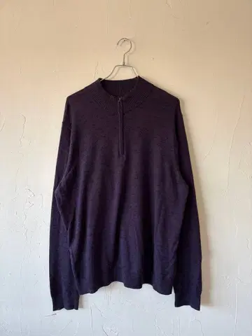 NORDSTROM 하프 지퍼 스웨터 남성용 XL 다크 퍼플 캐시미어