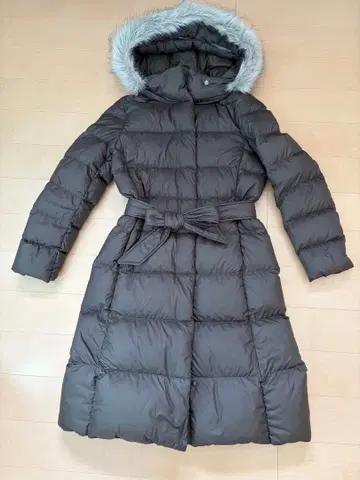 다크 브라운 후드 부착 다운 자켓 XS