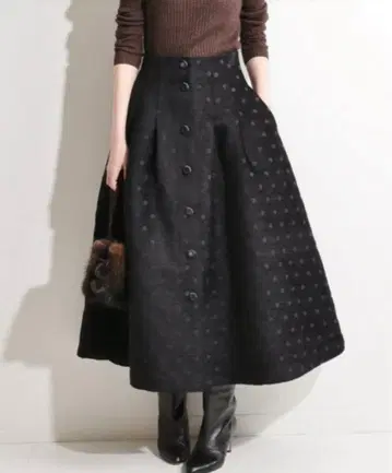 새상품급 IENA LA BOUCLE 몰드 도트 프론트 오픈 스커트 40