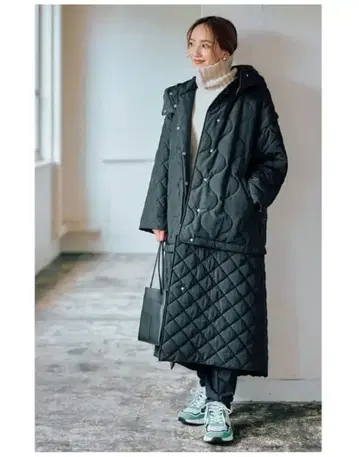 oblekt 츠지모토 마이 콜라보 퀼팅 코트 자유로운 어레인지 블랙 F