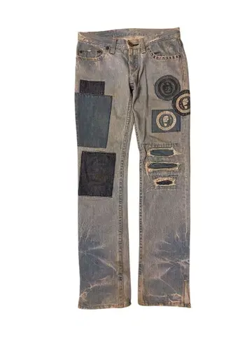 hysteric glamour 패치워크 데미지 데님 팬츠