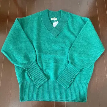 BEAMSBOY 7G V넥 니트 풀오버 그린