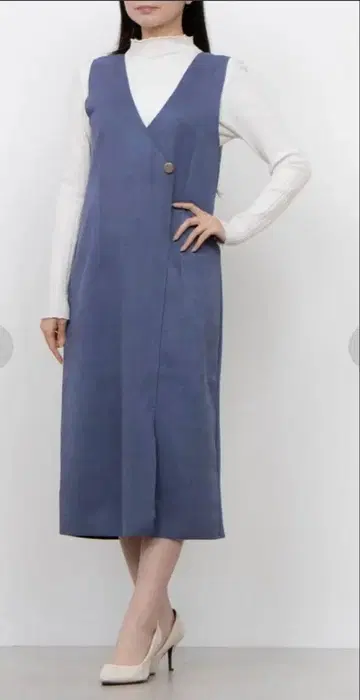 12Twelve Agenda V넥 랩 스타일 스웨이드 점프 스커트