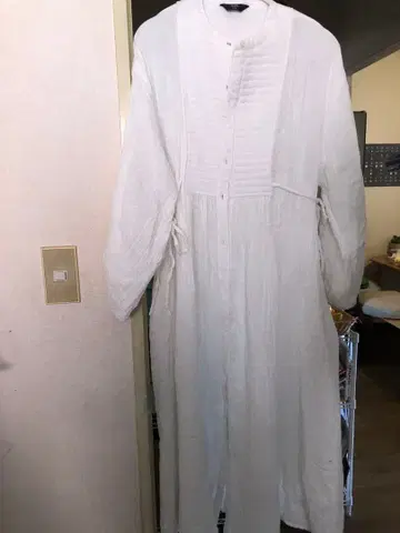 SHIPS 화이트 코튼 거즈 긴팔 원피스