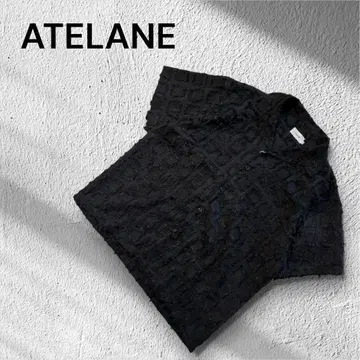 [ 미사용 ] ATELANE 스퀘어 자카드 오픈 셔츠 블랙 M