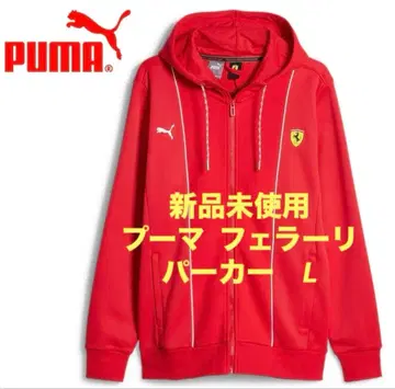 미사용 새상품 PUMA 푸마 페라리 로고 포함 레드 후드티 L