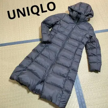 유니클로 울트라 라이트 다운 후디드 코트 롱 그레이 M 사이즈