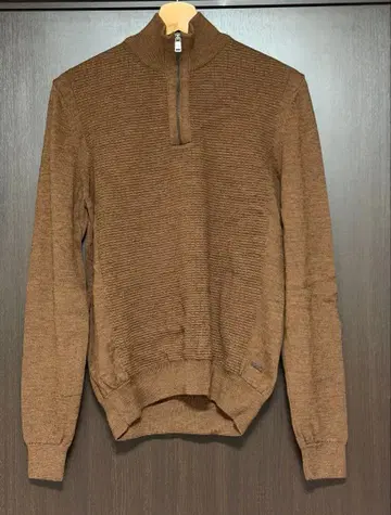 BOSS 브라운 하프 지퍼 스웨터 니트 브라운 남성용 S