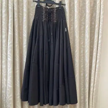 [ OZZ ] 다크 브라운 플레어 롱 스커트 버슬 변형 가능