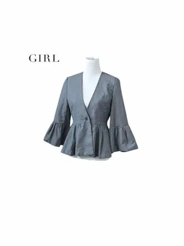 GIRL 걸 개더 플레어 소매 페플럼 플레어 V넥 자켓