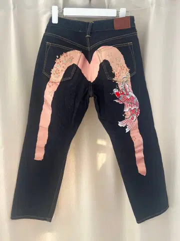 Evisu 그래픽 프린트 데님 팬츠