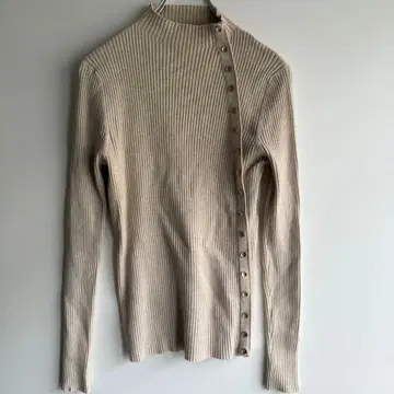 리브 하이넥 스웨터 베이지