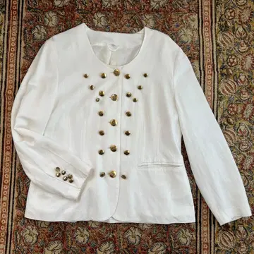 화이트 캐주얼 자켓 골드 컬러 버튼 구제 의류 빈티지