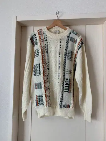 belier 빈티지 남성용 긴팔 니트 스웨터 올 패턴 vintage