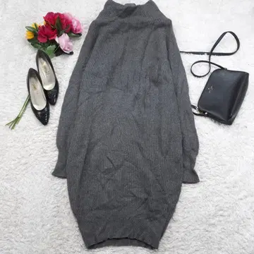 G9516*ROPE 로페 A라인 롱 울 니트 원피스 그레이