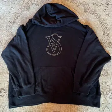 스톤 로고 블랙 후드티