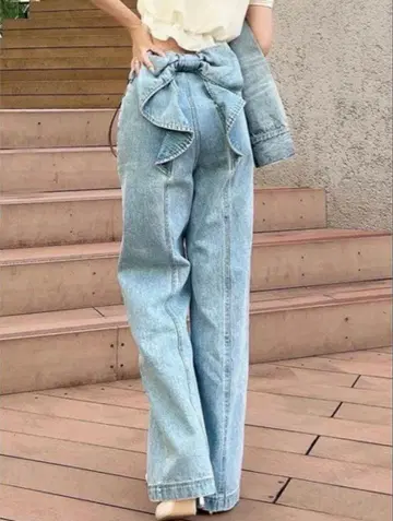 리젝시 백리본 데님 팬츠 택 포함