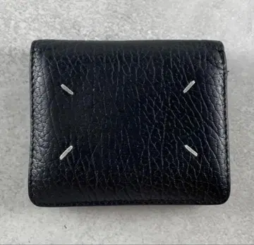 블랙 가죽 이단 접이식 지갑