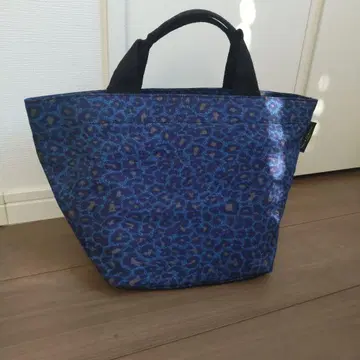 에르베샤 펠리에 토트백 보트형 나일론 팬서 블루 레오파드 무늬