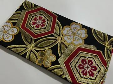 대특가!! 후리소데용 후쿠로 오비 거북이 등껍질 무늬에 꽃무늬 202