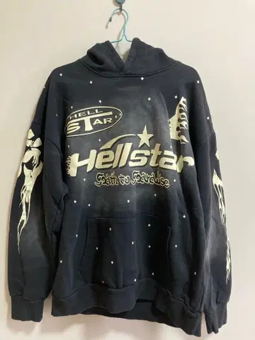Hellstar 후드 부착 후드티 블랙
