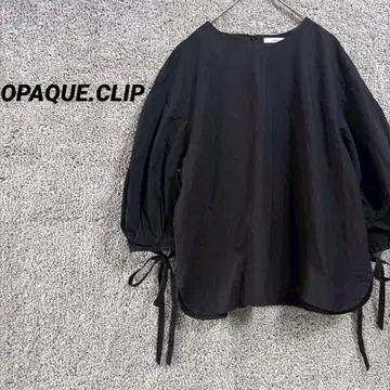 3399 오파크 클립 볼륨 슬리브 블라우스 블랙 리본