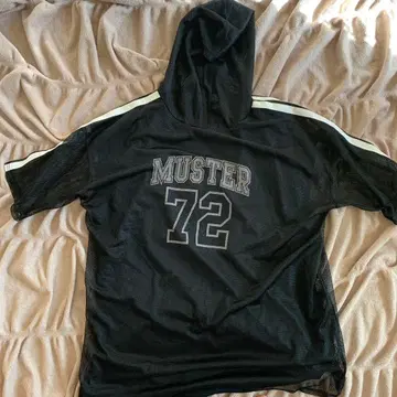 후드 부착 메쉬 T셔츠