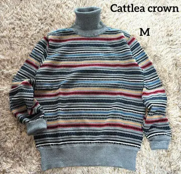 Cattlea crown 멀티 보더 터틀넥 스웨터 M (일본제)