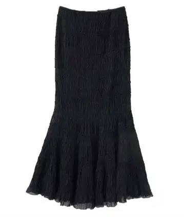 COCO DEAL 블랙 티어드 머메이드 스커트