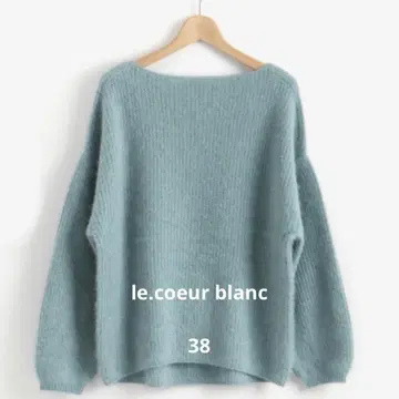 르 쿠르 블랑 FOX 혼방 보트넥 편직 니트 복슬복슬 니트 민트 그린