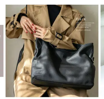 천연 가죽 2WAY 스퀘어 토트백 블랙