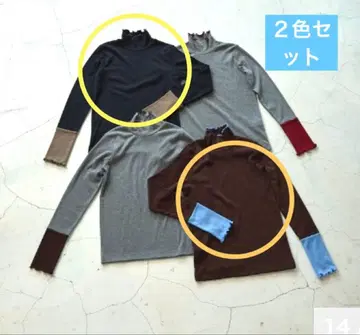 mysacloset 다나카 리나 소매 배색 풀오버 상의 2개 세트 M