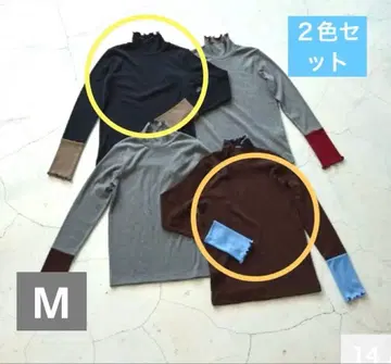 mysacloset 다나카 리나 소매 배색 풀오버 상의 2개 세트 M