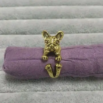 반지 16호 프렌치 불독 골드 컬러 빈티지 앤티크