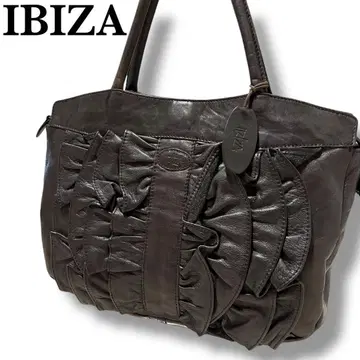 IBIZA 이비자 천연 가죽 레더 토트 입체 프릴 디자인 백 블랙