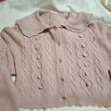 Honey Cinnamon 하트 케이블 세일러 가디건