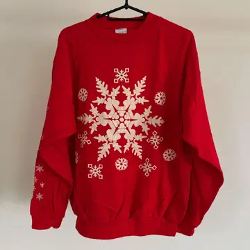 TOP CLASS 눈꽃 디자인 M 사이즈 레드 맨투맨